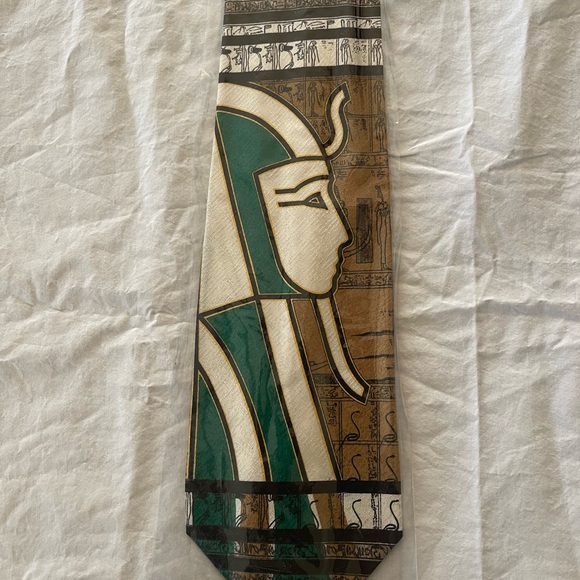 2-New Vintage 1980’s Claude Montana Egyptian Print Ties 100% Silk Made in Italy - Picture 3 of 6